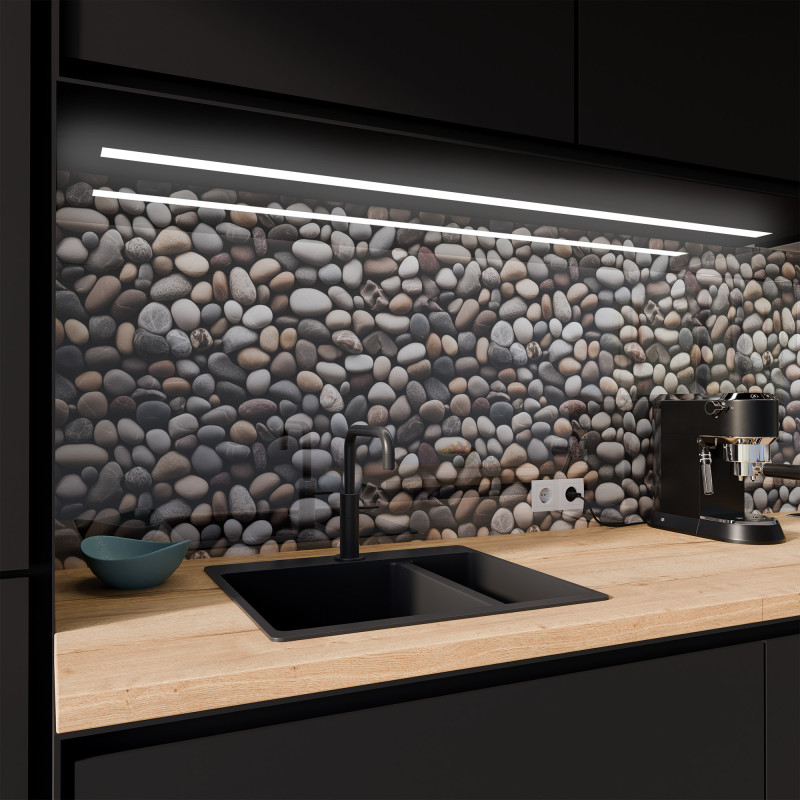 Küchenrückwand ESG Glas 6mm mit keramischen Farbdruck KIESELSTEINE 2