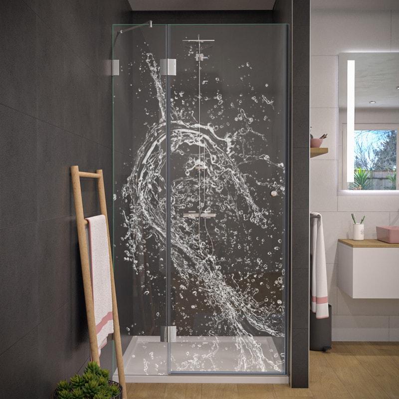 Laser-Design Duschtür aus Glas WASSER 2/104