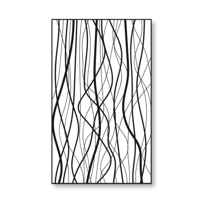 Glastrennwand Dusche Satinato mit schwarzem Druck FRAME FLORA 1
