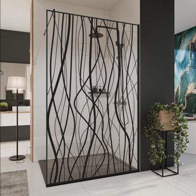 Glastrennwand Dusche mit Farbdruck FRAME FLORA 1
