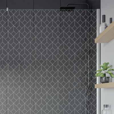Glas Seitenwand für begehbare Dusche ART DECO 1T