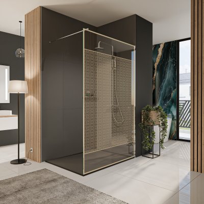Glastrennwand Dusche mit Farbdruck FRAME BLOSSOM 2