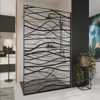 Glastrennwand Dusche mit Farbdruck FRAME FLORA 2