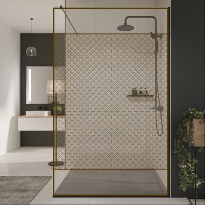 Glastrennwand Dusche mit Farbdruck FRAME SQUARES 2