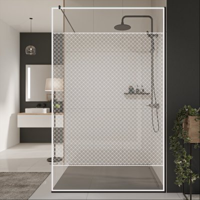 Glastrennwand Dusche mit Farbdruck FRAME SQUARES 3