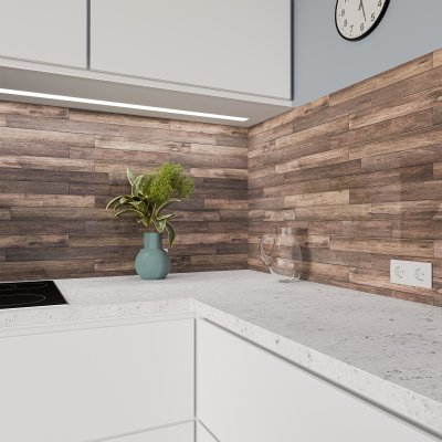 Küchenrückwand ESG Glas 6mm mit keramischen Druck HARDWOOD 1