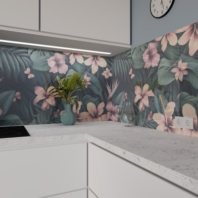 Küchenrückwand ESG Glas 6mm mit keramischen Farbdruck BLUMEN 4