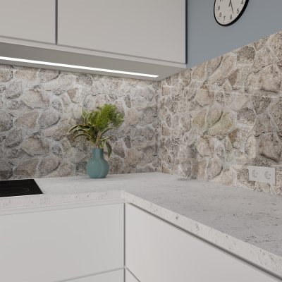 Küchenrückwand ESG Glas 6mm mit keramischen Farbdruck BRUCHSTEIN