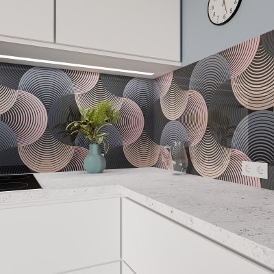Küchenrückwand ESG Glas 6mm mit keramischen Farbdruck Disco 1