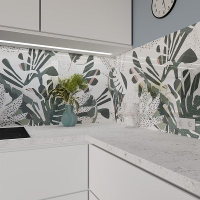 Küchenrückwand ESG Glas 6mm mit keramischen Farbdruck FARN 3