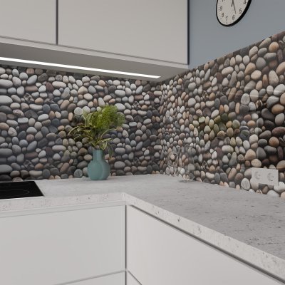 Küchenrückwand ESG Glas 6mm mit keramischen Farbdruck KIESELSTEINE 2