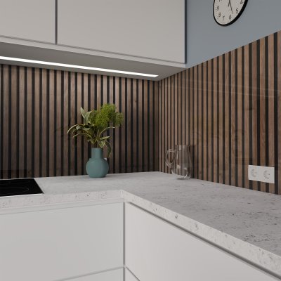 Küchenrückwand ESG Glas 6mm mit keramischen Farbdruck LAMELLEN 1