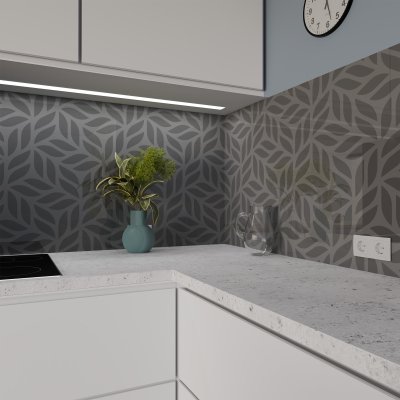 Küchenrückwand ESG Glas 6mm mit keramischen Farbdruck LEAVES 2