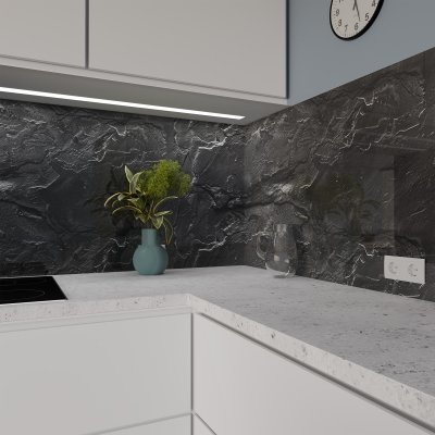 Küchenrückwand ESG Glas 6mm mit keramischen Farbdruck SCHIEFER 1