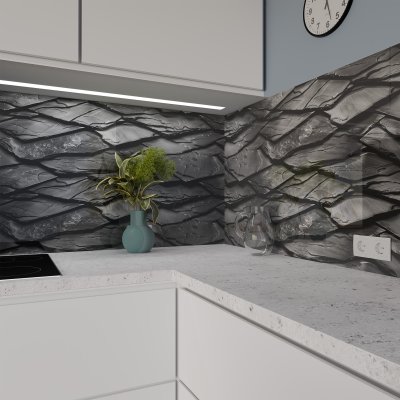 Küchenrückwand ESG Glas 6mm mit keramischen Farbdruck SCHIEFER 2