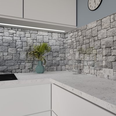 Küchenrückwand ESG Glas 6mm mit keramischen Farbdruck STEINWAND 1