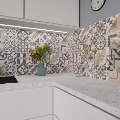 Küchenrückwand ESG Glas 6mm mit keramischen Farbdruck VINTAGE TILE 2
