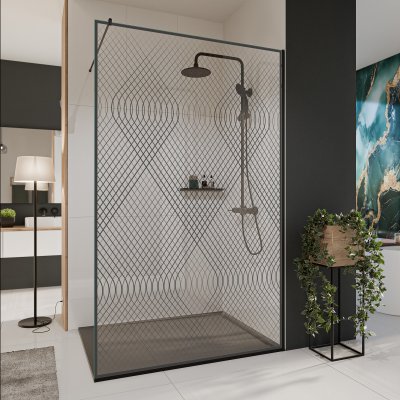 Glastrennwand Dusche mit Farbdruck FRAME ACACIA