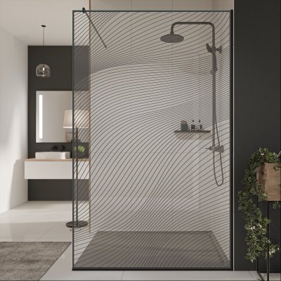 Glastrennwand Dusche mit Farbdruck FRAME ARRAY 6