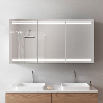 Schwarzer Alu Badspiegelschrank mit LED - Eger/Schwarz