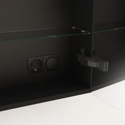 Beleuchteter Bad-Spiegelschrank aus Alu - Lippe/Schwarz