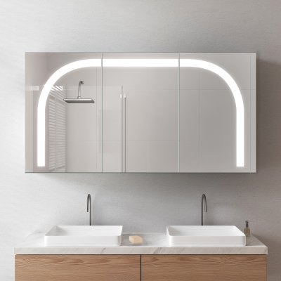 Schwarzer Alu Spiegelschrank mit LED - Unstrut/Schwarz