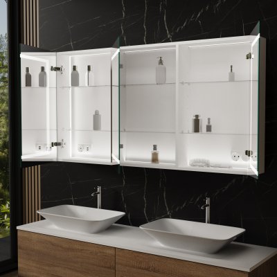 Badspiegelschrank aus Alu beleuchtet - Werra/Weiß
