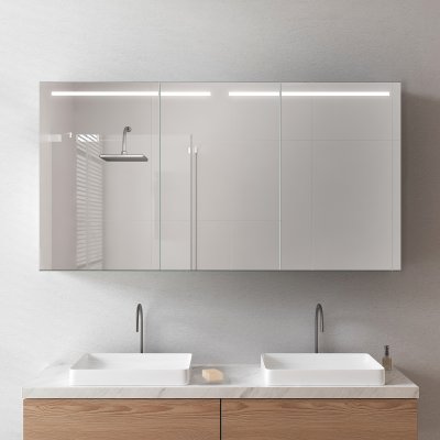 Schwarzer AluSpiegelschrank mit Licht - Altmühl/Schwarz
