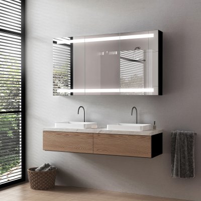 LED Spiegelschrank aus Aluminium - Donau/Schwarz