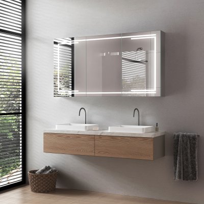 LED Spiegelschrank aus Aluminium - Kocher