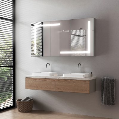 LED Badspiegelschrank aus Aluminium - Rhein