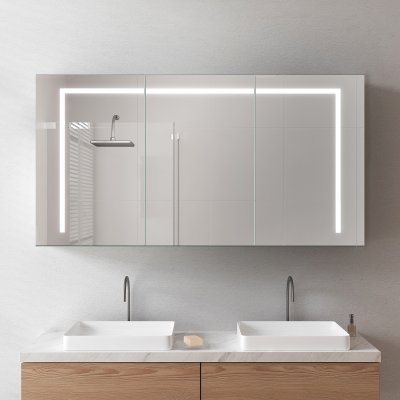 Schwarzer Aluminium Spiegelschrank mit Licht - Ems/Schwarz