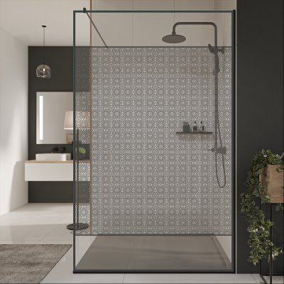 Glastrennwand Dusche mit Farbdruck FRAME BLOSSOM 2