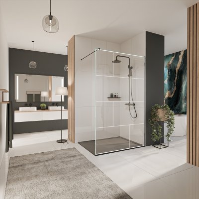 Glastrennwand Dusche mit Farbdruck FRAME BRICK
