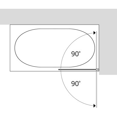 Badewannen Trennwand nach Maß aus Glas mit Drehtür - Perla (rechts)