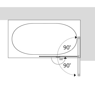 Badewannenaufsatz mit Drehfalttür Glas nach Maß - Perla (rechts)