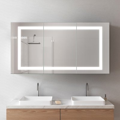 LED Badschrank aus schwarzem Aluminium mit Spiegel - Havel/Schwarz