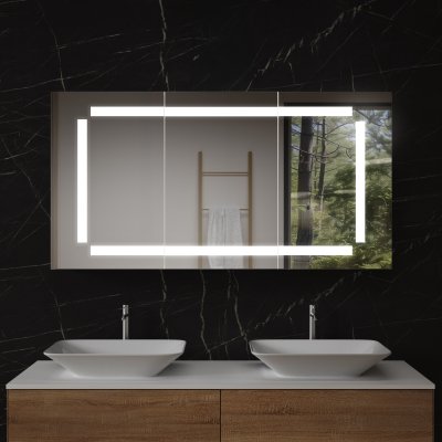 LED Badspiegelschrank aus Aluminium - Lahn/Weiß