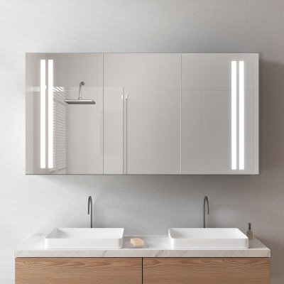 LED Badspiegelschrank aus schwarzem Alu - Spree/Schwarz