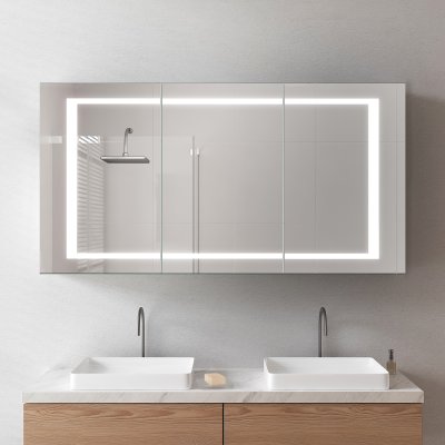 LED Badspiegelschrank aus schwarzem Alu - Werra/Schwarz