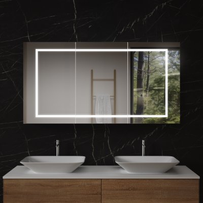 Alu Badspiegelschrank mit Beleuchtung - Neckar/Weiß