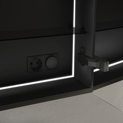 Schwarzer Alu Spiegelschrank mit Beleuchtung - Main/Schwarz