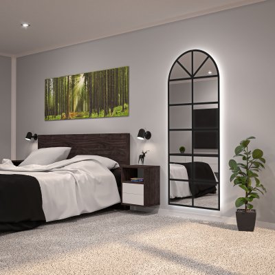 LED Spiegel Bogen-Fenster schwarz Teillack F651L4BTL