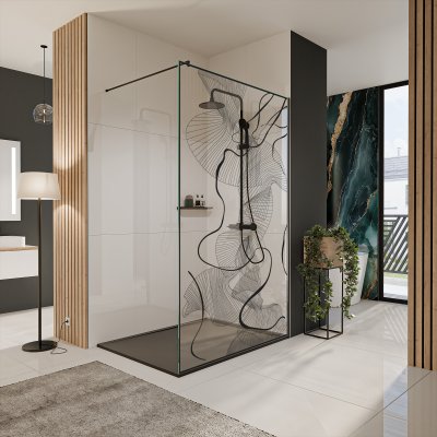 Glastrennwand Dusche mit Farbdruck FRAME CHAOS