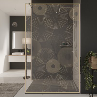 Glastrennwand Dusche mit Farbdruck FRAME CIRCLE
