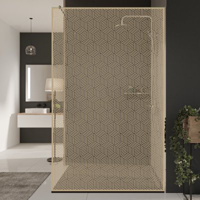 Glastrennwand Dusche mit Farbdruck FRAME CUBUS