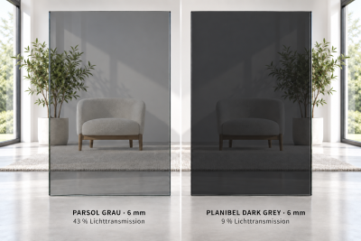 6 mm Dark Grey Planibel® 9% Lichttransmission