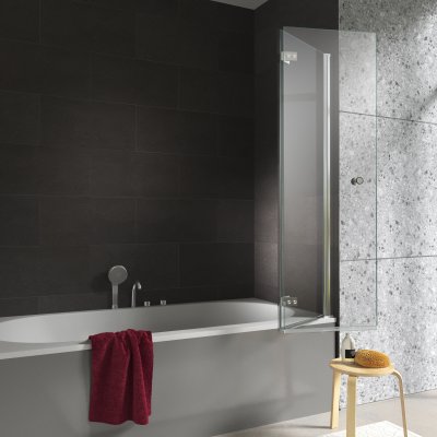 Badewannenaufsatz mit Drehfalttür Glas nach Maß - Perla (rechts)