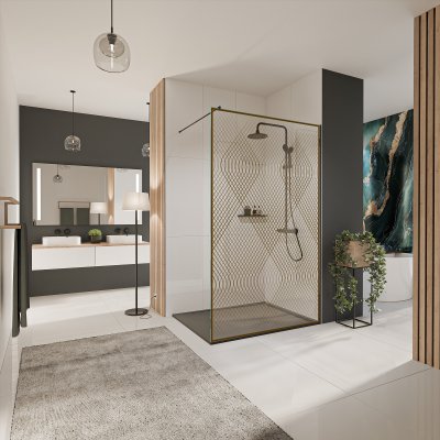 Glastrennwand Dusche mit Farbdruck FRAME ACACIA