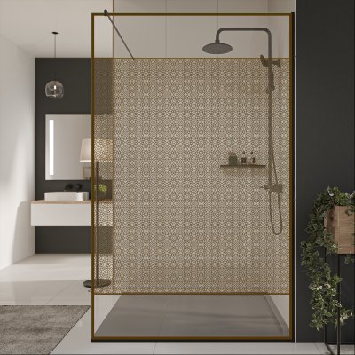 Glastrennwand Dusche mit Farbdruck FRAME BLOSSOM 2